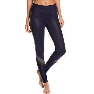 Alo Yoga Elevate Hi-Rise Navy Gray Grey Mesh Leggings XS Yoga Running Ankle